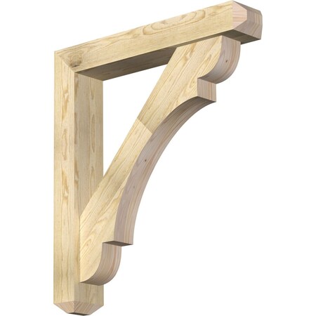 Ekena Millwork Olympic Craftsman Rough Sawn Bracket w/ Offset Brace, Douglas Fir, 6"W x 34"D x 38"H BKT0604X34X38OLY04RDF